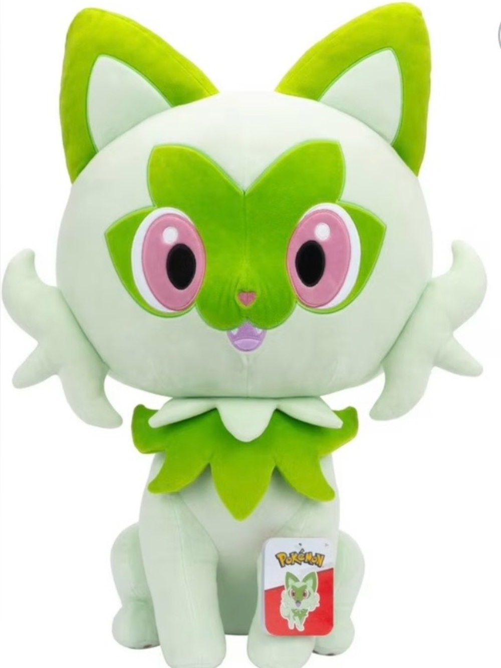 24” Pokemon Green White Plush with Pink Eyes Sprigatito